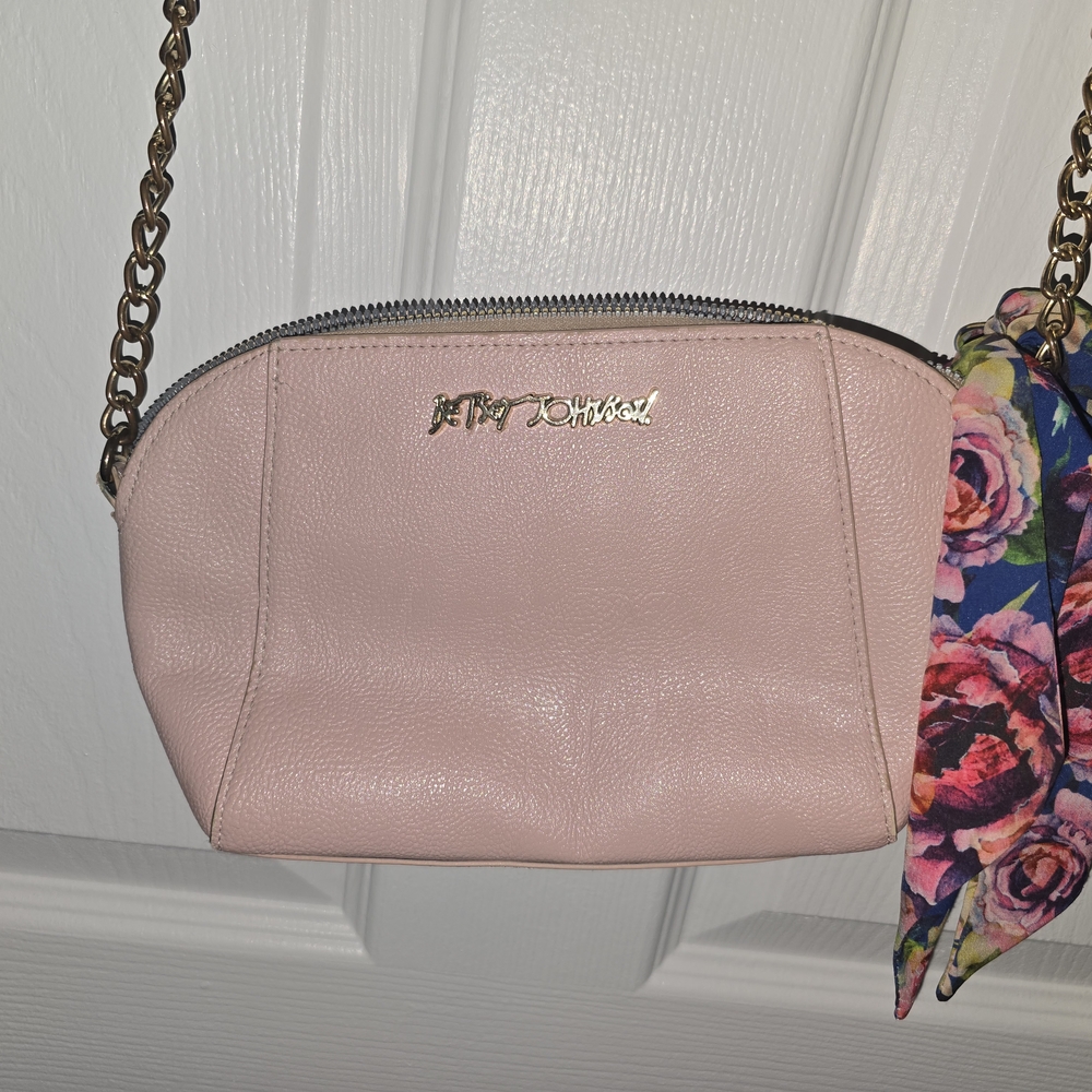 Betsey Johnson Pink Dome Crossbody Bag with Chain Strap